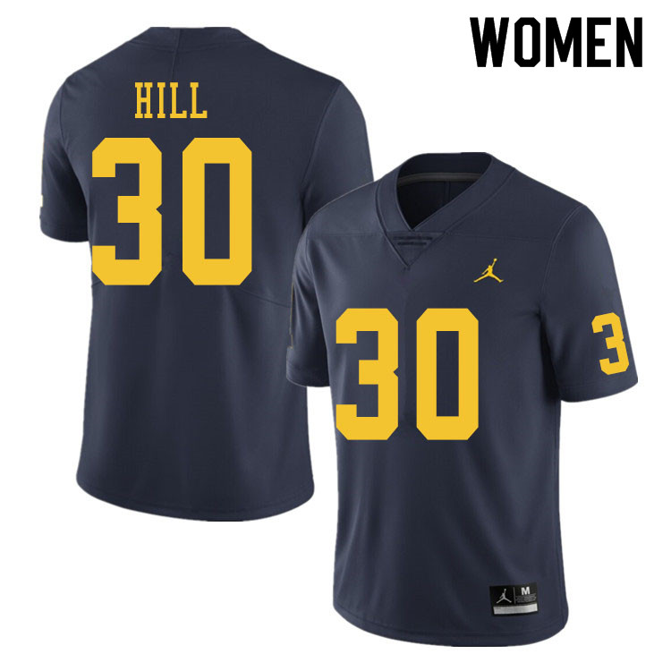 Women #30 Daxton Hill Michigan Wolverines College Football Jerseys Sale-Navy